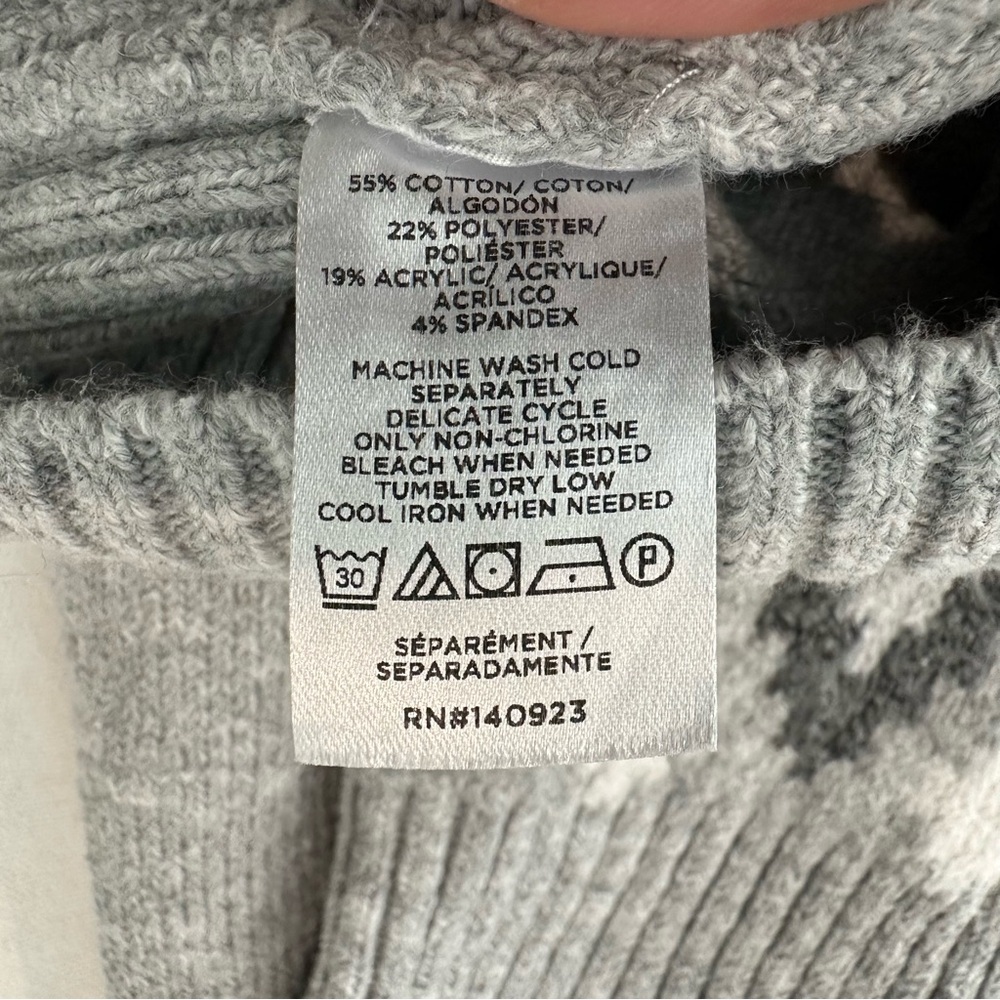LOFT Fair-Isle Pattern Yoke Sweater Turtleneck Cozy Winter Cotton Blend Size L - Picture 9 of 10